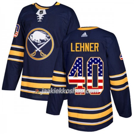 Miehille NHL Buffalo Sabres Pelipaita Robin Lehner 40 Adidas 2017-2018 Marine Sininen USA Flag Fashion Authentic
